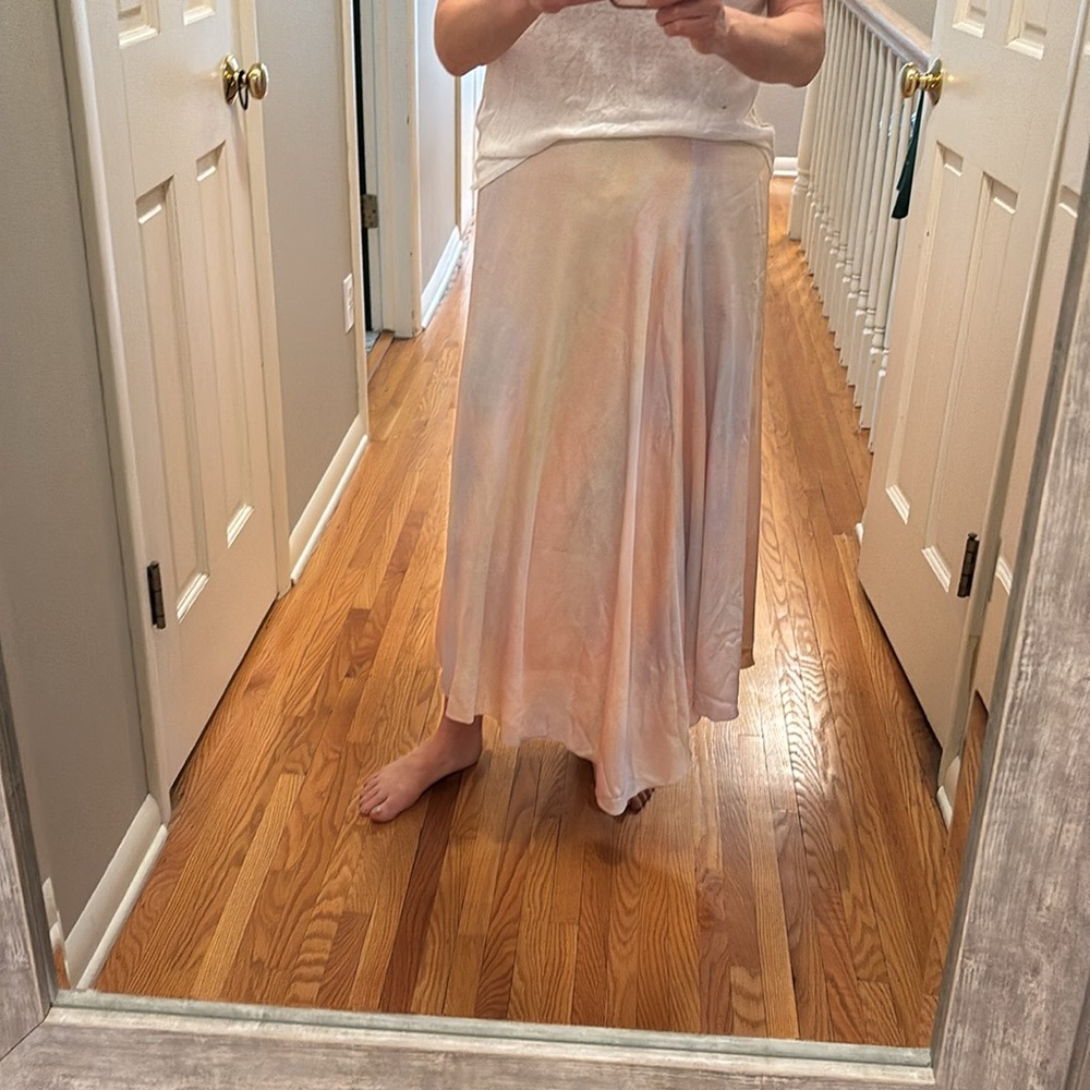 Vince Draped Midi Skirt in Rainbow Wash - Size 8 - Picture 14 of 16